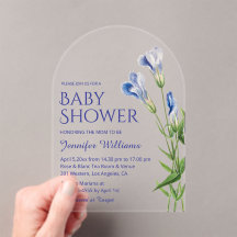 waterverf Bloemen Blauwe Jongen baby shower Arch