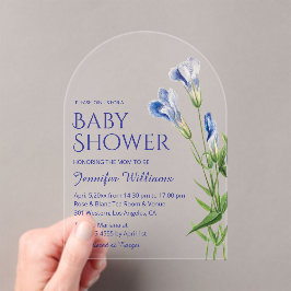 waterverf Bloemen Blauwe Jongen baby shower Arch Acryl Uitnodigingen
