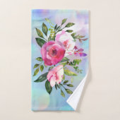 Waterverf Bloemen Blauwe Roze handdoekset Bad Handdoek (Handdoek)