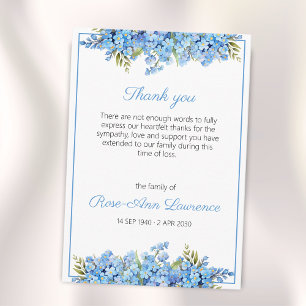 Waterverf Bloemen Blauwe Vergeet-mij-nietjes Funer Bedankkaart
