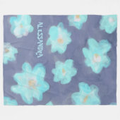 Waterverf Bloemen blauwgroen Blauw Monogram Wilde  Fleece Deken (Voorkant (Horizontaal))