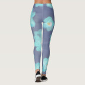 Waterverf Bloemen blauwgroen Cyaan Wilde Bloemen M Leggings (Achterkant)