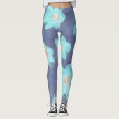 Waterverf Bloemen blauwgroen Cyaan Wilde Bloemen M Leggings (Voorkant)