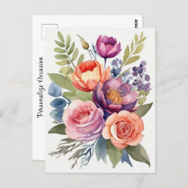 Waterverf Bloemen Bloemen Assortiment Boeket Briefkaart
