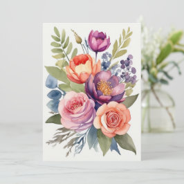 Waterverf Bloemen Bloemen Assortiment Boeket Feestdagenkaart