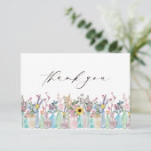 Waterverf Bloemen Bloemen Bloemen Tuin Bloeit Brui Bedankkaart (Staand voorkant)