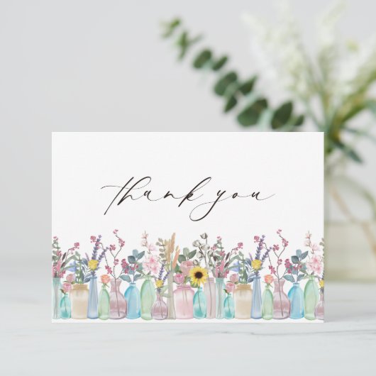 Waterverf Bloemen Bloemen Bloemen Tuin Bloeit Brui Bedankkaart (Staand voorkant)