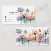 Waterverf Bloemen Bloemen Bloemen Visitekaartje (Voorkant / Achterkant)