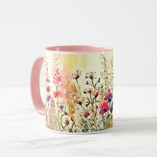 Waterverf Bloemen/Bloemen Mok (Voorkant links)