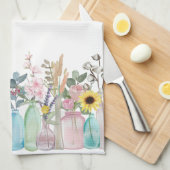 Waterverf Bloemen Bloemen Tuin Bloeit in Flessen Theedoek (Quarter Fold)