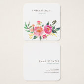 Waterverf Bloemen Bloemen Vierkant Visitekaartje (Voorkant /achterkant)