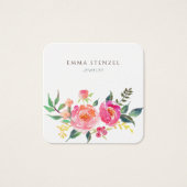 Waterverf Bloemen Bloemen Vierkant Visitekaartje (Voorkant)
