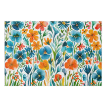 Waterverf Bloemen Bloemenillustratie Blauw Sinaasa