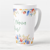 Waterverf Bloemen Bloementuin Latte Mok (Rechterhoek)