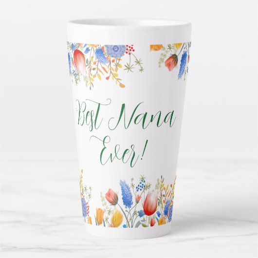 Waterverf Bloemen Bloementuin Latte Mok (Voorkant)