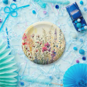 Waterverf Bloemen/Bloemenvelden Papieren Bordje (Feest)