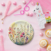 Waterverf Bloemen/Bloemenvelden Papieren Bordje (Feest)