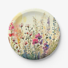 Waterverf Bloemen/Bloemenvelden Papieren Bordje