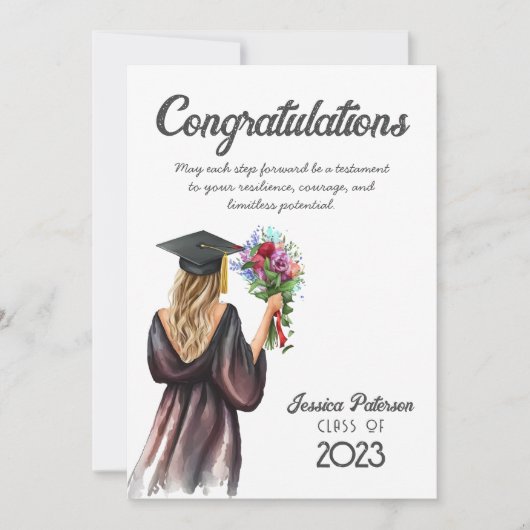 Waterverf Bloemen Blond Skin Meisje Gefeliciteerd (Voorkant)