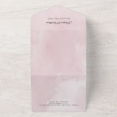 Waterverf bloemen blozen roze bruiloft all in one uitnodiging (Buitenkant)