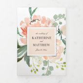  Waterverf Bloemen Blush All-in-One Wedding Drieluik Uitnodiging (Cover)