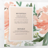  Waterverf Bloemen Blush All-in-One Wedding Drieluik Uitnodiging (Binnenzijde eerst)