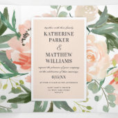  Waterverf Bloemen Blush All-in-One Wedding Drieluik Uitnodiging (Binnenkant midden)