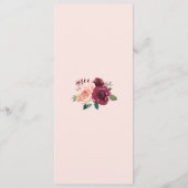 Waterverf Bloemen Blush Bourgondië Rozen Bruiloft Menu (Achterkant)