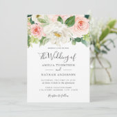 Waterverf Bloemen Blush bruiloft uitnodiging (Staand voorkant)