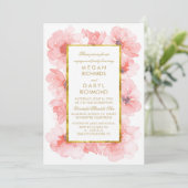 Waterverf Bloemen Blush en Goud Engagement Party Kaart (Staand voorkant)