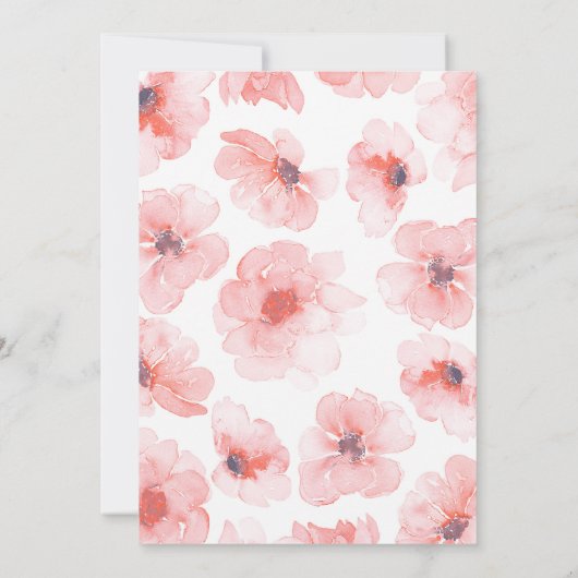 Waterverf Bloemen Blush en Goud Engagement Party Kaart (Achterkant)