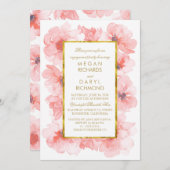 Waterverf Bloemen Blush en Goud Engagement Party Kaart (Voorkant / Achterkant)