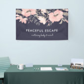 Waterverf Bloemen Blush en Navy Spandoek (Beurs)