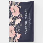 Waterverf Bloemen Blush en Navy Spandoek (Verticaal)