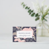 Waterverf Bloemen Blush en Navy Visitekaartje (Staand voorkant)