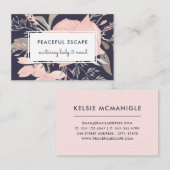 Waterverf Bloemen Blush en Navy Visitekaartje (Voorkant / Achterkant)