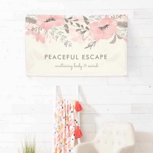 Waterverf Bloemen Blush en Taupe Spandoek (Insitu)