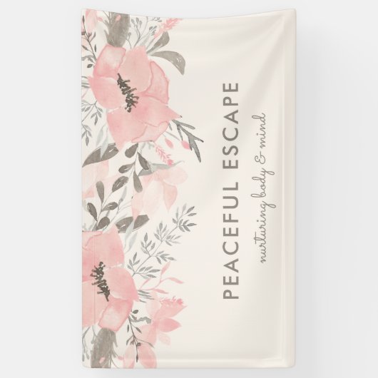 Waterverf Bloemen Blush en Taupe Spandoek (Verticaal)