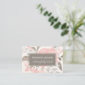  Waterverf Bloemen Blush en Taupe Visitekaartje (Staand voorkant)
