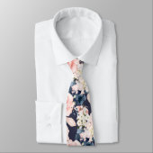 Waterverf Bloemen Blush Navy Rozen DIY Achtergrond Stropdas (Gebonden)
