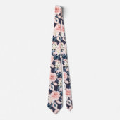 Waterverf Bloemen Blush Navy Rozen DIY Achtergrond Stropdas (Voorkant)