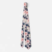 Waterverf Bloemen Blush Navy Rozen DIY Achtergrond Stropdas (Achterkant)
