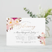 Waterverf bloemen blush Peonies Blessing Kaart (Staand voorkant)