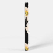 Waterverf Bloemen blush pioenen op zwart iPhone Hoesje (Rechterkant)