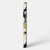 Waterverf Bloemen blush pioenen op zwart iPhone Hoesje (Linkerkant)