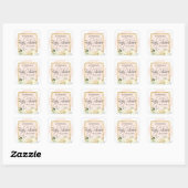 Waterverf Bloemen Blush Roze Goud Baby shower Vierkante Sticker (Vel)