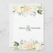 Waterverf Bloemen Blush Roze Ivoor Bruiloft Kaart (Achterkant)