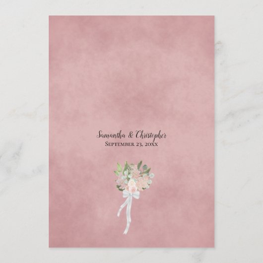 Waterverf Bloemen Blush Roze & Mauve Bruiloft Menu (Achterkant)