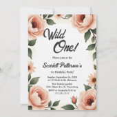 Waterverf Bloemen Blush Roze Rustiek 1e Verjaardag Kaart (Voorkant)