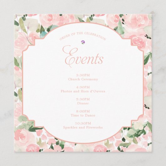 Waterverf Bloemen Blush Roze Vlinderfeest Programmakaart (Voorkant)